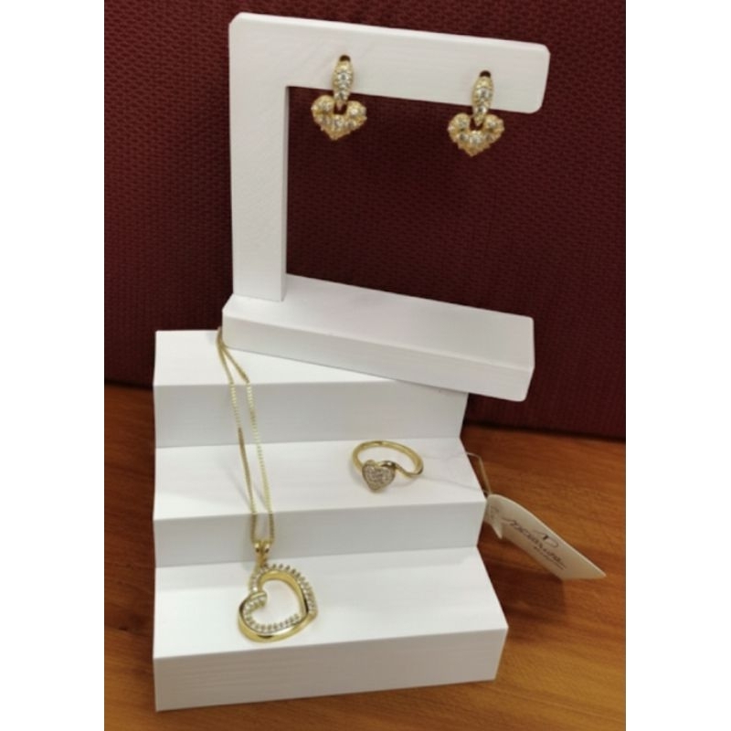 Kit Expositor de Joias – Mini Escada + Suporte em L para Brincos e Anéis Display para Fotos e Lojas em Oferta na Shopee