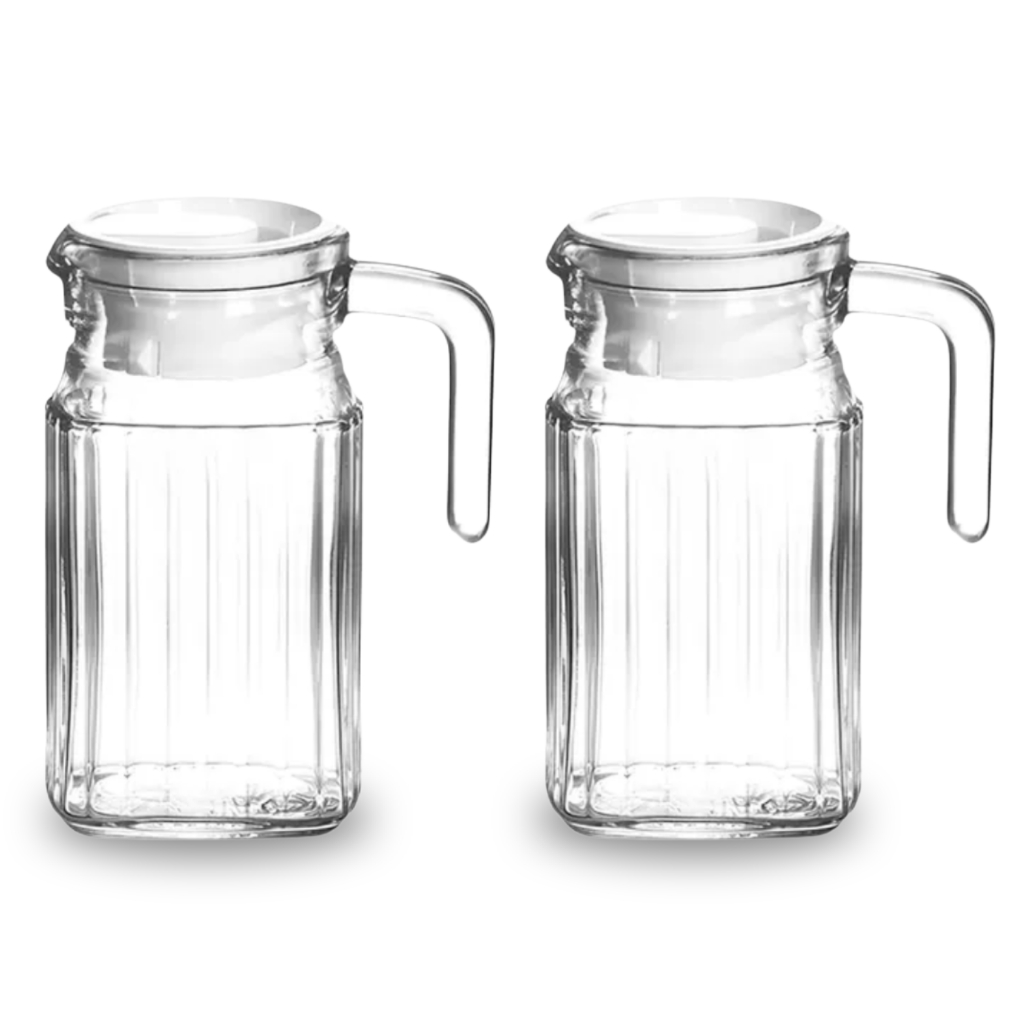 Kit 2 Jarras de Vidro 650 ml com Tampa e Alça