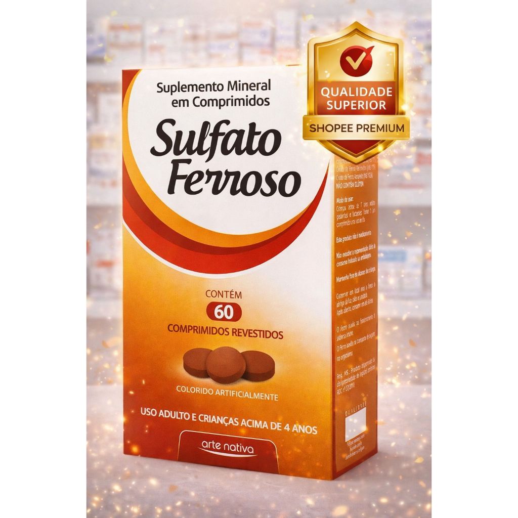 Sulfato Ferroso 60 Comprimidos | Arte Nativa | Uso Diário em Oferta na Shopee