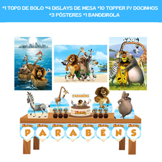 Kit Festa Madagascar - Só Um Bolinho - Decoração Para Festa Em Casa em Oferta na Shopee