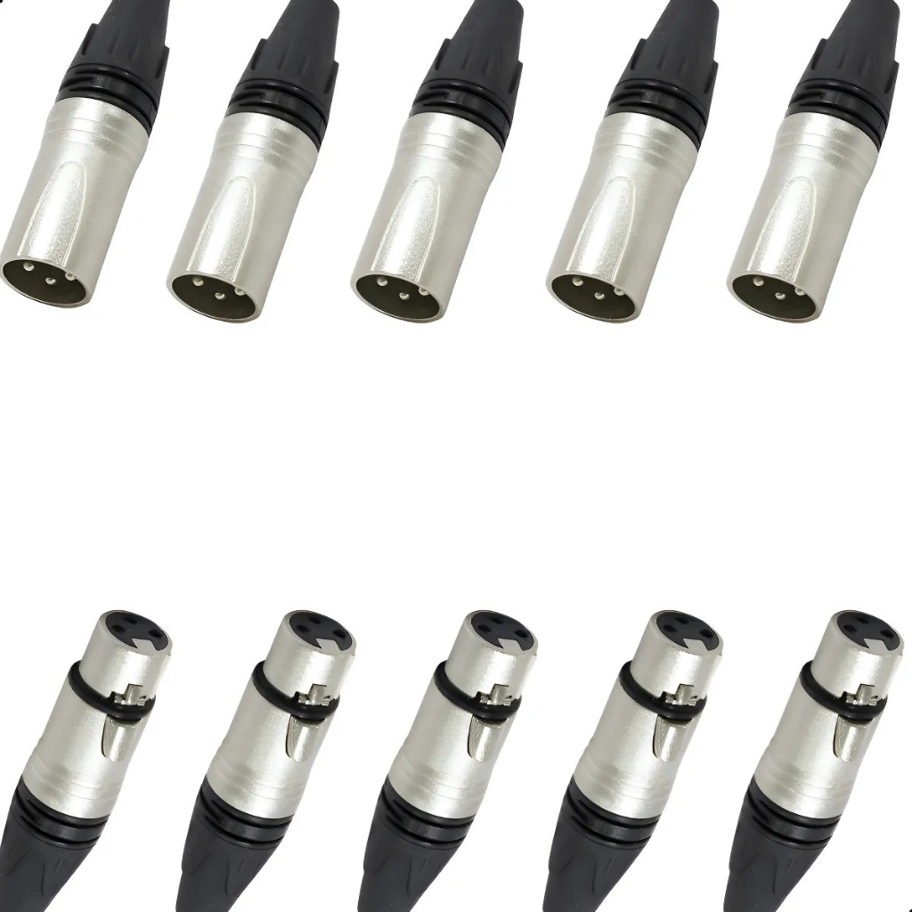 Kit 10 Plug Conector Xlr Cannon Femea Macho Corpo Metalico
