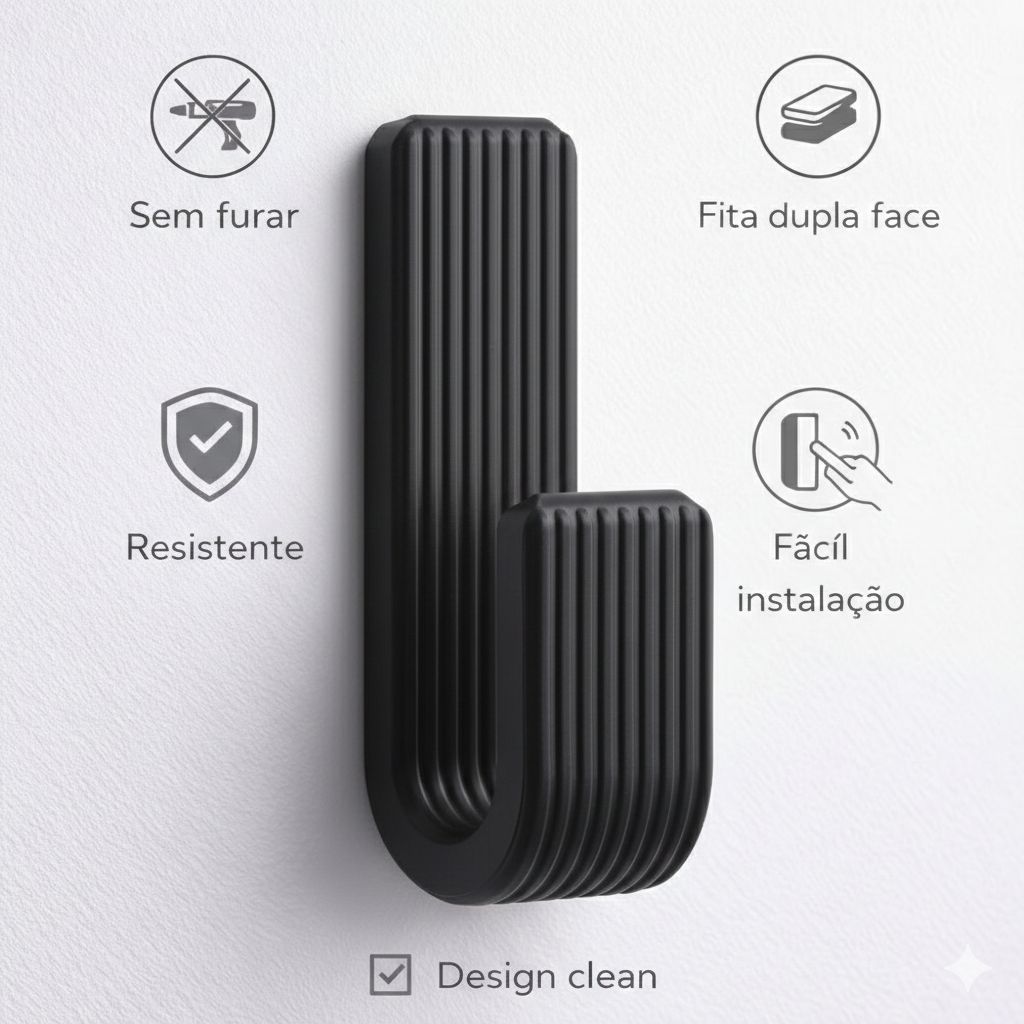 Kit ganchos adesivos fortes para parede sem furo