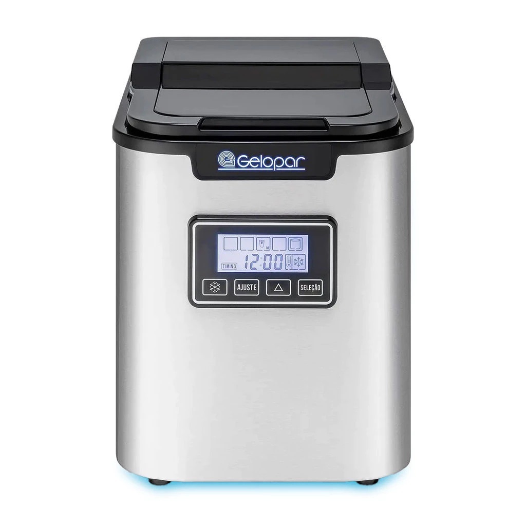 Máquina de Gelo Gelopar GMGD-15 Portátil Inox C/ Display 12kg
