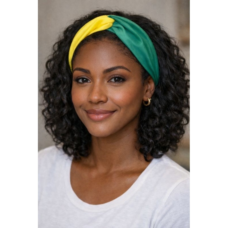 Faixa turbante verde e amarelo brasil copa