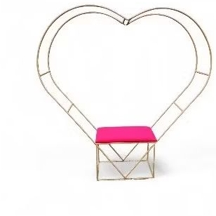 Arco Coração com Banqueta de Assento duplo Estofado, Desmontável para Festas e Eventos etc...