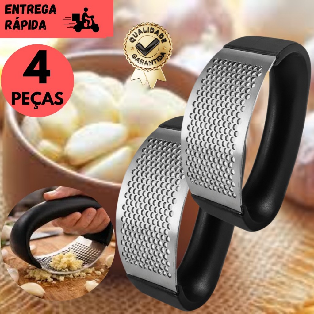 Kits 2/3 ou 4 Amassador de Alho Inox Manual Forte Fácil de Usar Cozinha Utensílio de Cozinha