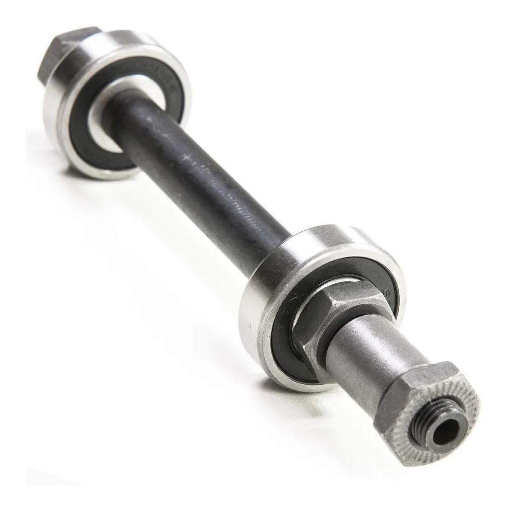 Eixo Traseiro Furado Com Rolamento 3/8x145mm Cubo de Alumínio P/ Blocagem Bike Aro 24, 26 ou 29