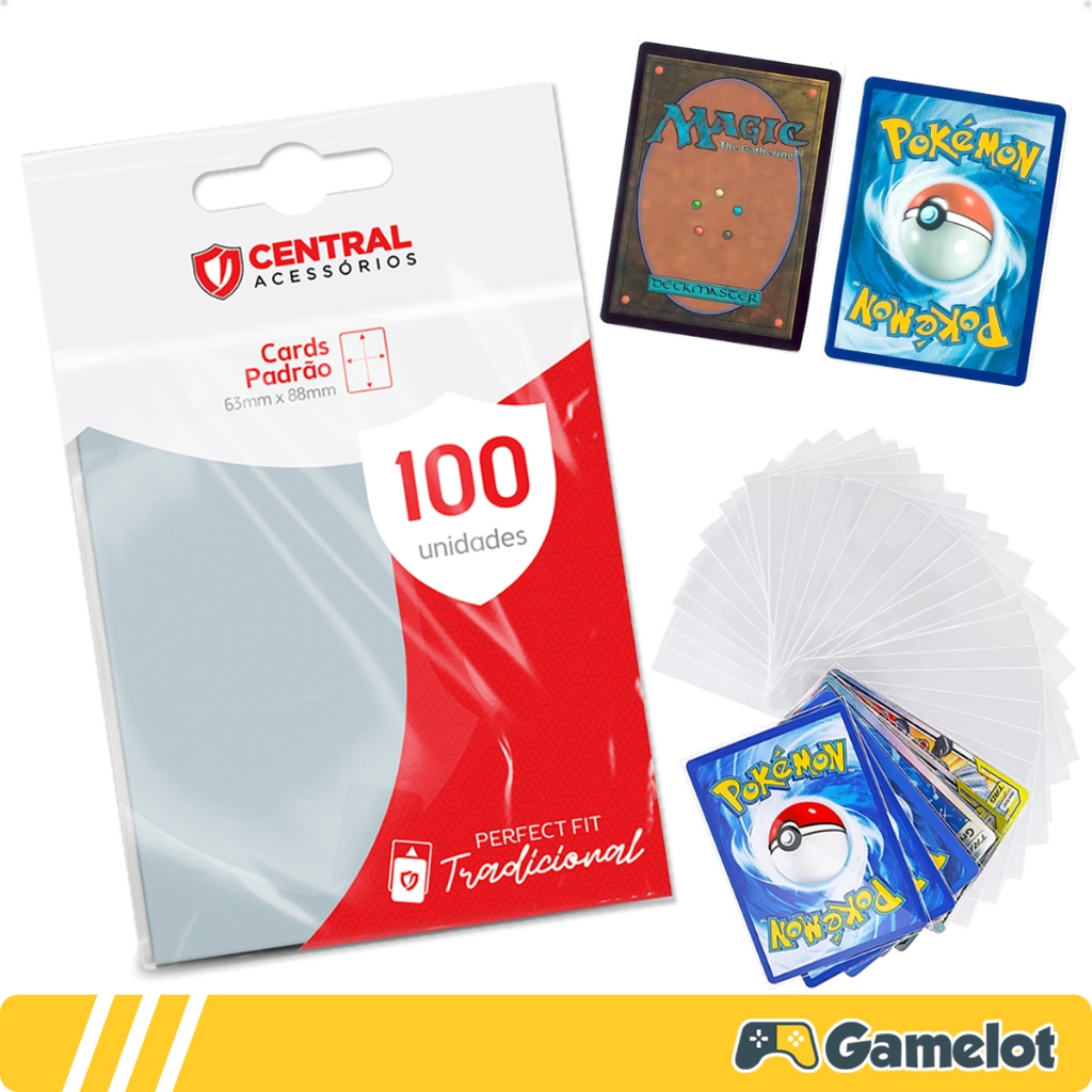 Protetor de Cartas Sleeve Central Shield Perfect Fit Transparente 63 x 88mm Pokémon Magic TCG