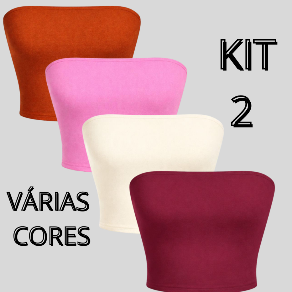 KIT 2 CROPED SUPLEX TOMARA QUE CAIA COLORIDO TOP BÁSICO ACADEMIA TENDENCIA DE MODA ESTILO BLOGUEIRA