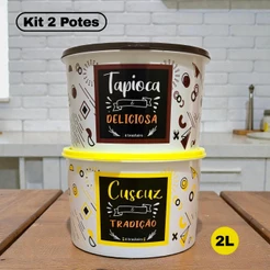 Potes Plásticos Organizadores 2 Litros Cuscuz e Tapioca