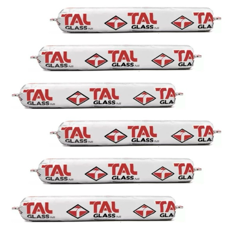kit Com 6Uni Cola Sache Para Parabrisas E Vidros Automotivos Tal Glass Pu55 400g