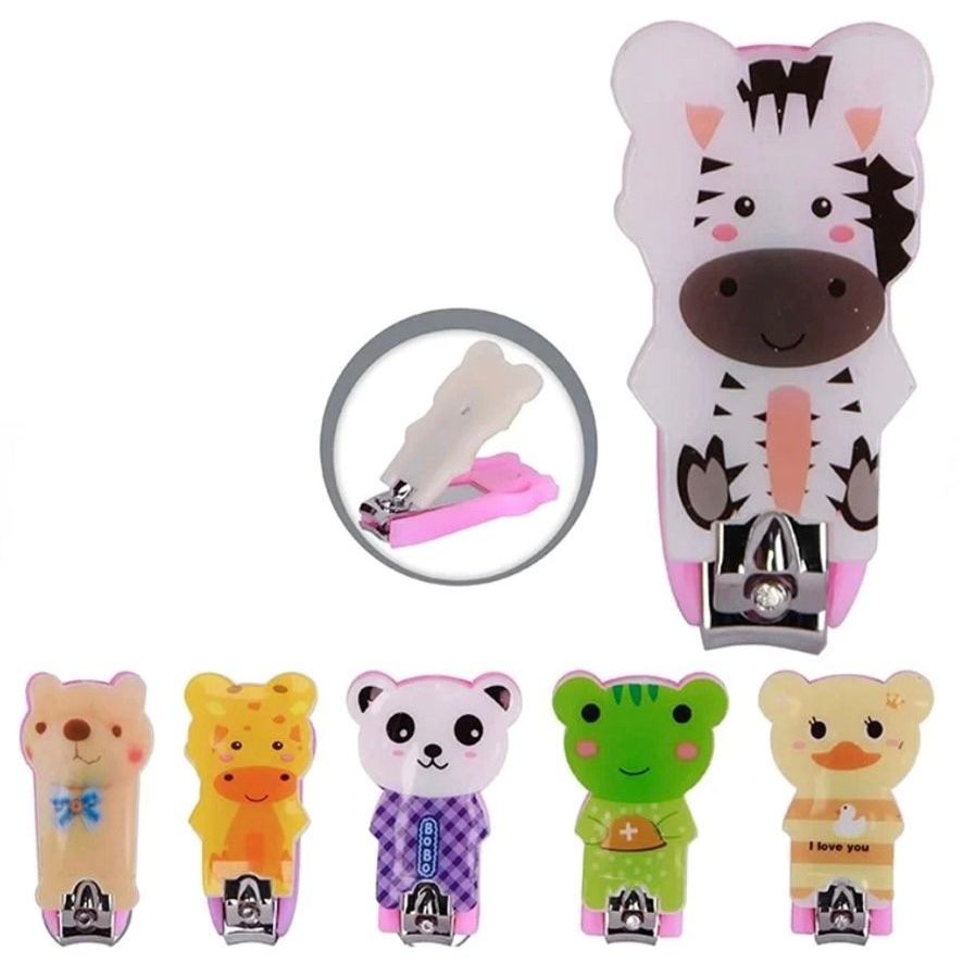 Cortador de Unha com Capa de Segurança Infantil Bichinhos Divertidos Higiene Primeiros Cuidados