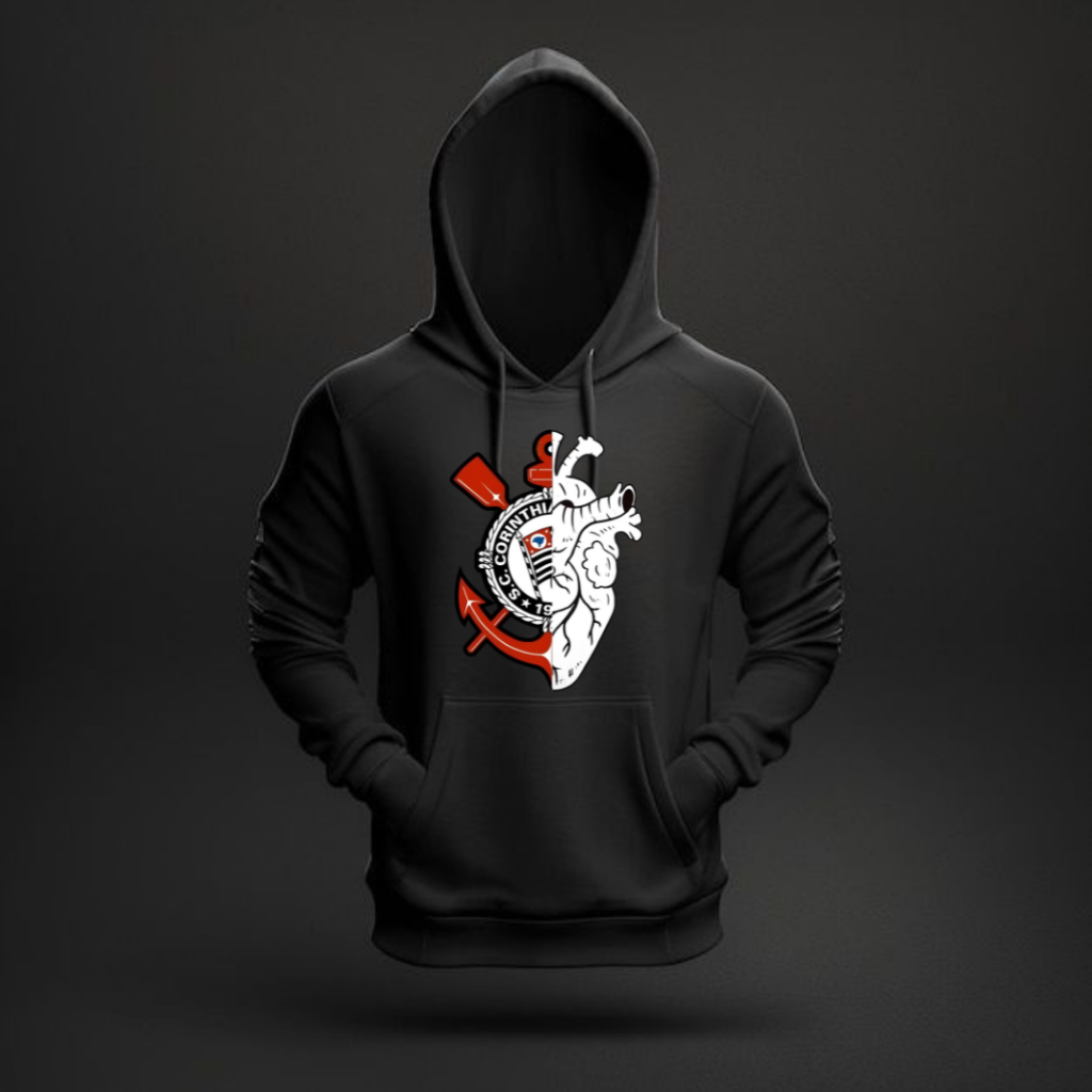 Blusa De Frio Estampada Time Corinthians Moletom Canguru Com Capuz Flanelado Masculina Unissex