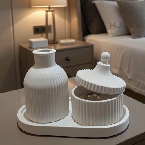 Vaso e Porta Joias em Cerâmica Branco Design Elegante e Moderno para Decoração de Banheiro ou Quarto
