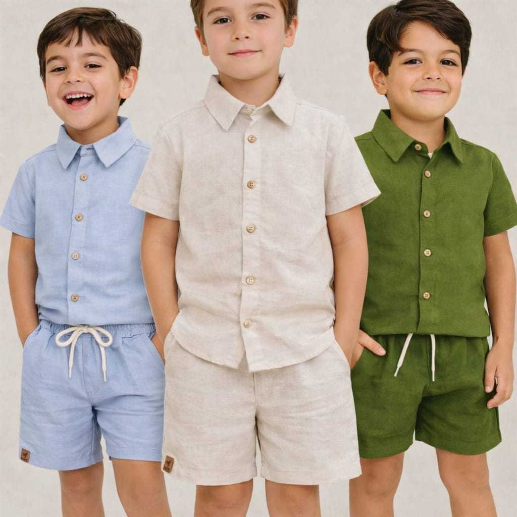 Conjunto Menino Infantil Maurinho Gola Polo FestasTecido Linho ALTO PADRAO