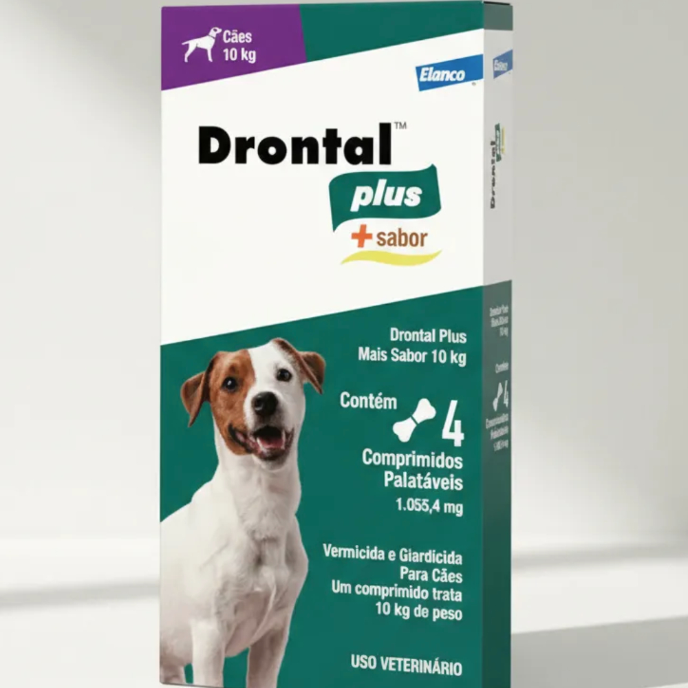 Drontal Plus Cães Até 10Kg Carne Com 4 Comprimido - Elanco