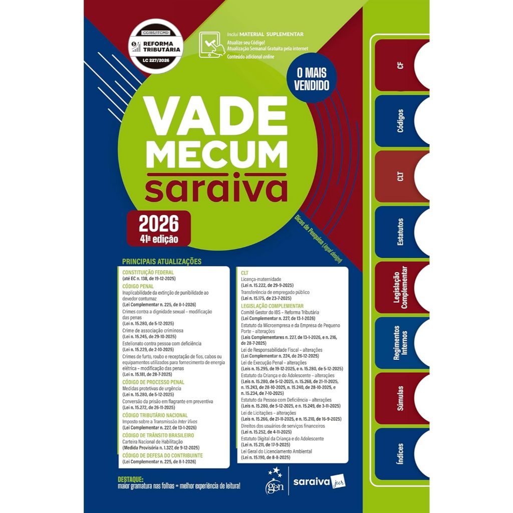Vade Mecum Saraiva Tradicional - 41ª Edição 2026 - 1ª Semestre