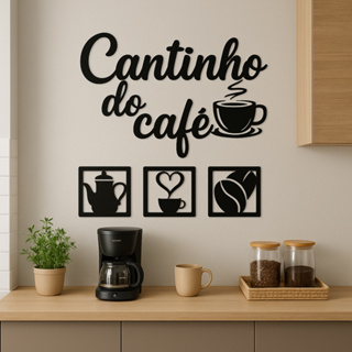 Kit Cantinho do Café 4 Peças para Decoração Frase Decorativa + Quadros de MDF em Oferta na Shopee