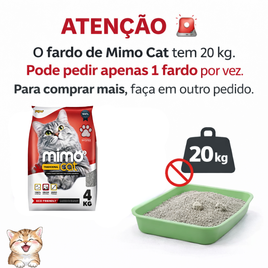 Areia Sanitária Higiênica 4x5kg Argila Natural para Gatos Grãos Médios Tradicional 20 kg Mimo Apenas 1 Fardo Por Vez em Oferta na Shopee