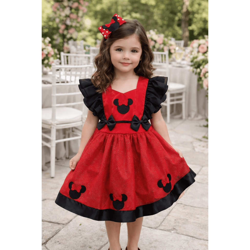 Vestido Casual  Infantil  Princesa Belli Romper/ Minnie - Minie Vermelho