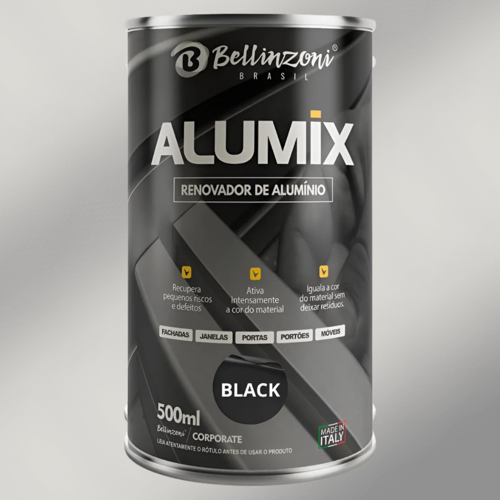 Renovador De Alumínio Alumix Preto 500g Bellinzoni Revitalizador Porta Janela