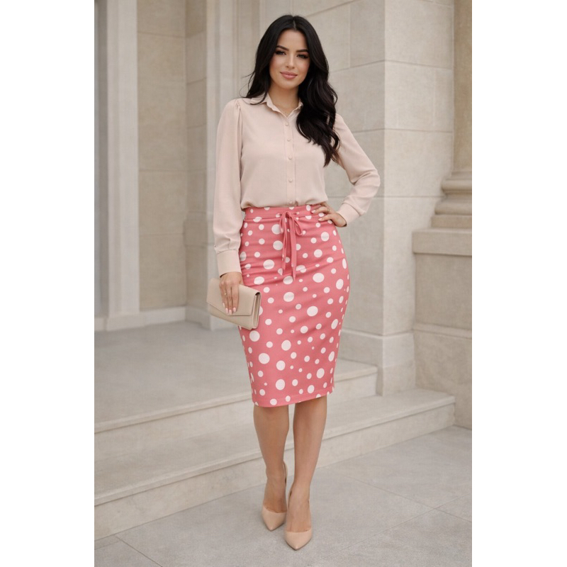 Saia moda evangélica casual listrada,bolinha,folha com bolsos malha crepe lápis secretaria cintura alta tendencia cristã em Oferta na Shopee