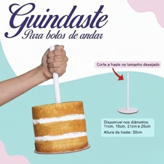 Guindaste para Bolos de Andar - Base MDF - Estrutura de Sustentação com Haste de 30cm em Oferta na Shopee