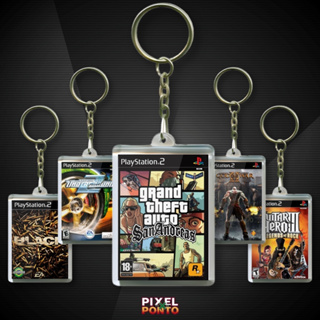 Chaveiro Acrílico Capa de Jogo PS2 Nostalgia - GTA Bomba Patch God of War Resident Evil 4 +50 Jogos em Oferta na Shopee