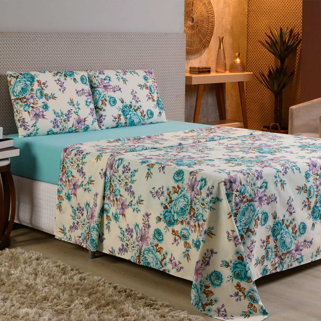 Lençol Casal Superior Sem Elástico Avulso Estampado Algodão em Oferta na Shopee