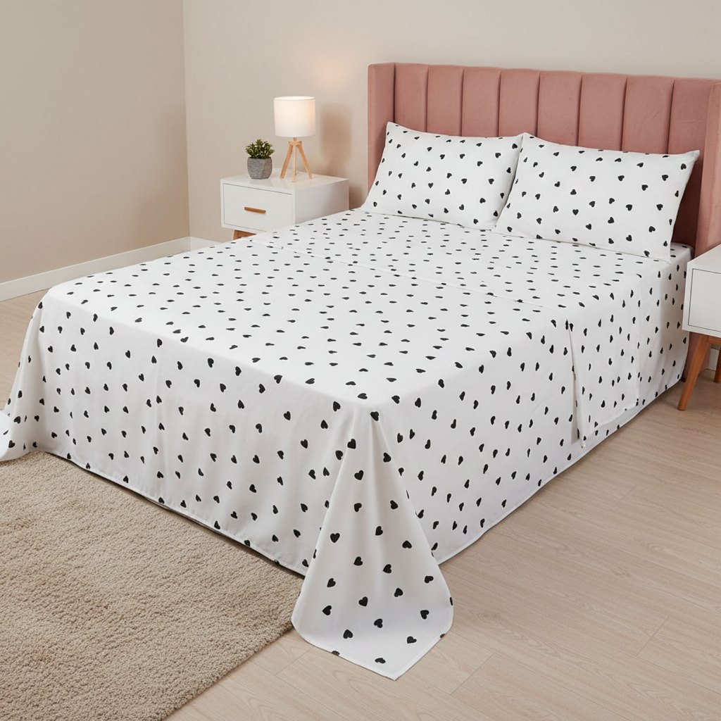 Lençol Sem Elástico De Cobrir Plano 3 Peças 180 Fios Casal Queen e King Estampado em Oferta na Shopee