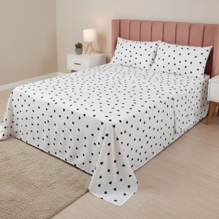 Lençol Sem Elástico De Cobrir Plano 3 Peças 180 Fios Casal Queen e King Estampado em Oferta na Shopee