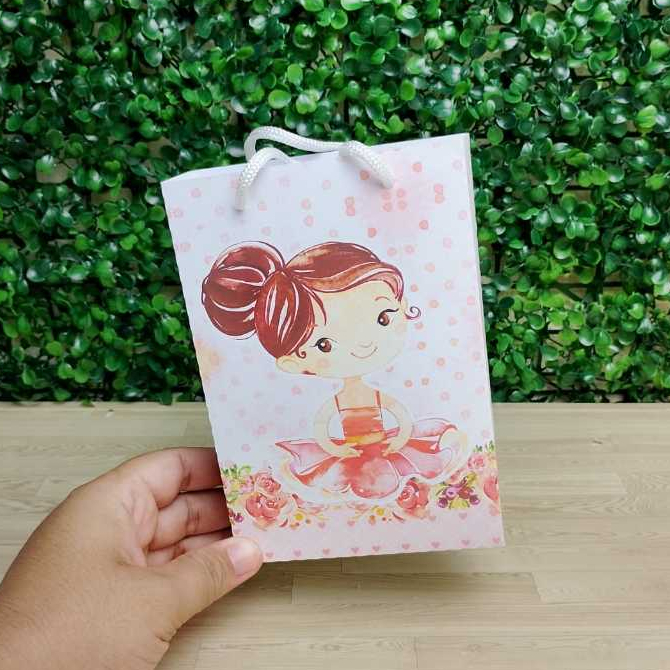 Sacolinha Surpresa Personalizada Lembrancinha Bailarina Rosa Kit Sacolinha Pegue e Monte Tamanho P