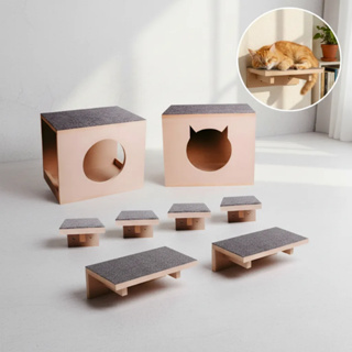 Kit Nicho Casinha Playground Reforçado MDF 15mm Premium  Gatos Arranhador Prateleira Gatil Gatificação Toca Parquinho em Oferta na Shopee