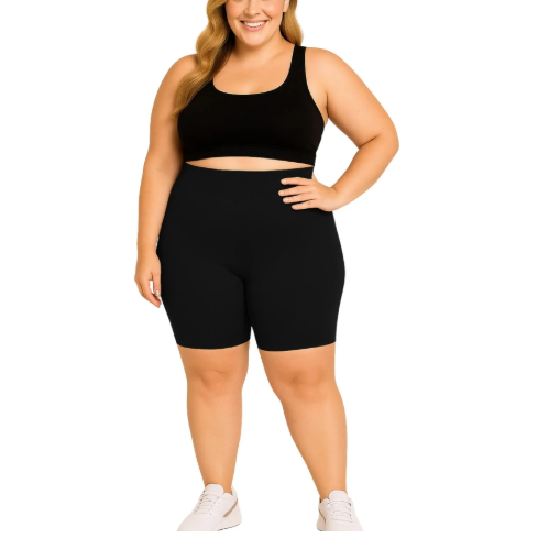 Short Bermuda fitness para academia Plus Size Blackout  Zero Transparência Feminina Esportes e Atividades ao Ar Livre