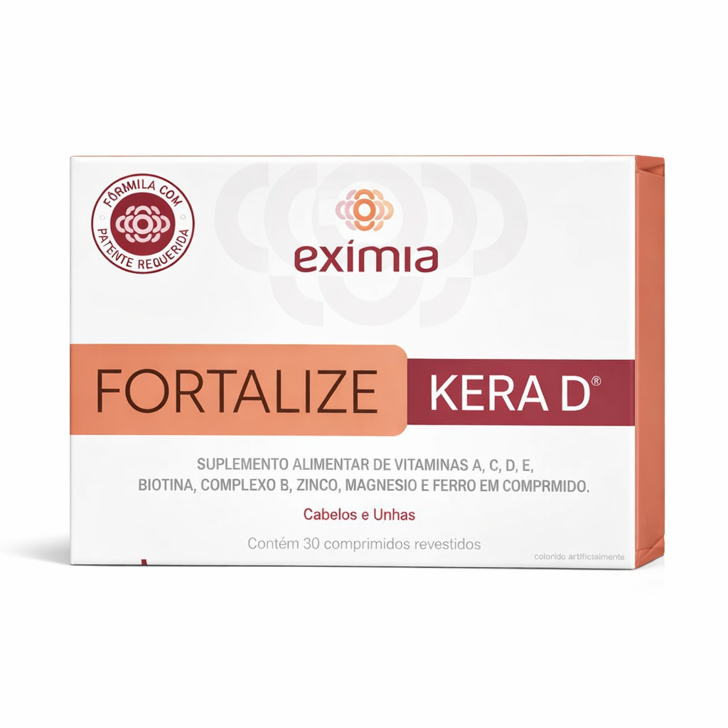 Exímia Fortalize Kera D 30 Comprimidos – Cabelos e Unhas Fortes | Biotina + Vitamina D + Zinco em Oferta na Shopee