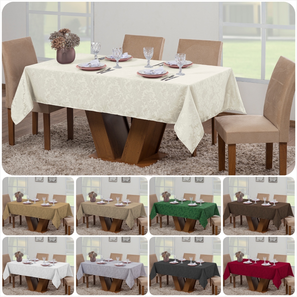 Kit 2 Toalhas De Mesa Luxo Jacquard Retangular Sala Jantar 6 Lugares Decoração Festa Buffet Cozinha