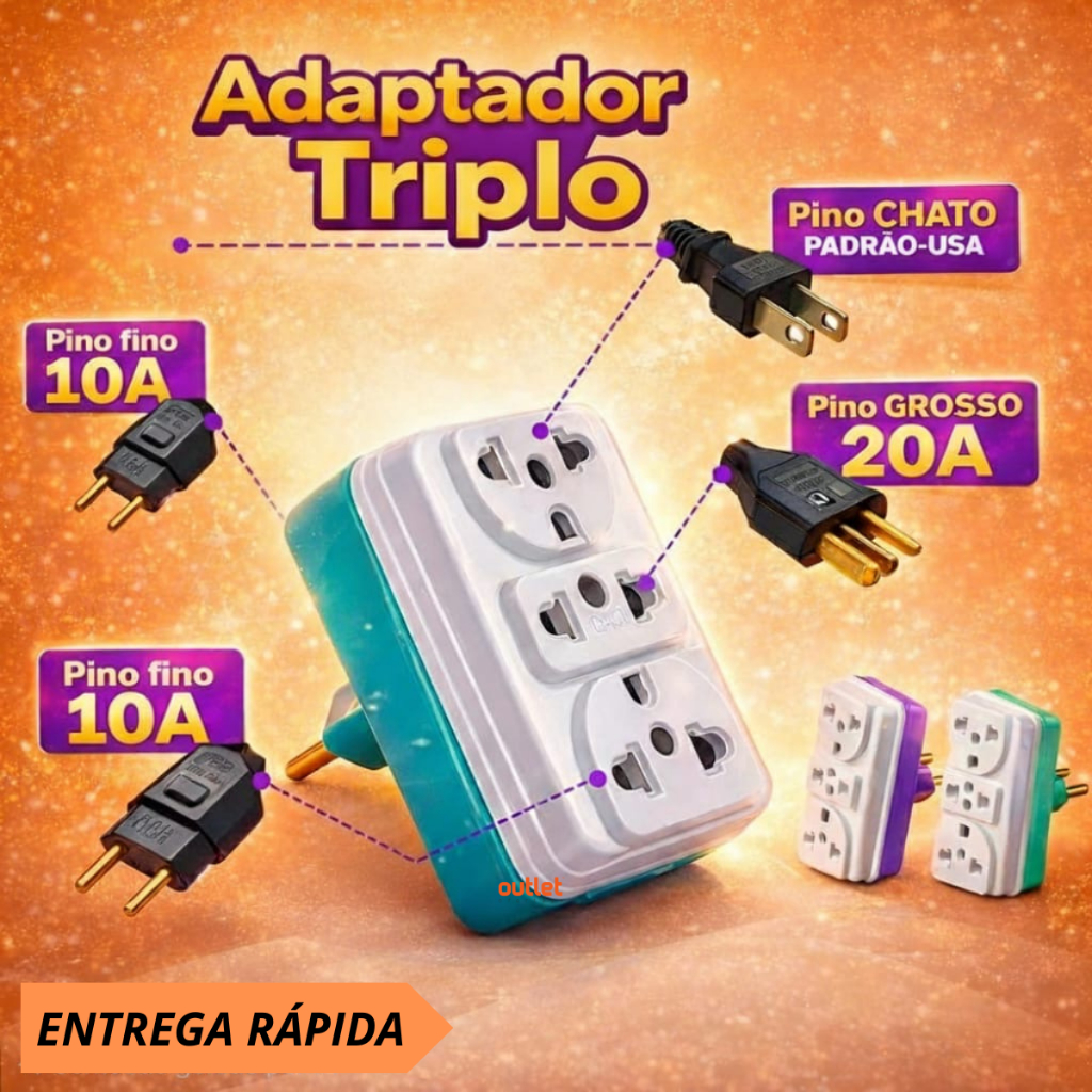 Adaptador de Tomada Benjamin T Central Colorido Universal 3 Entradas 10A 20A Para Casa Escritorio Comércio Multiuso em Oferta na Shopee