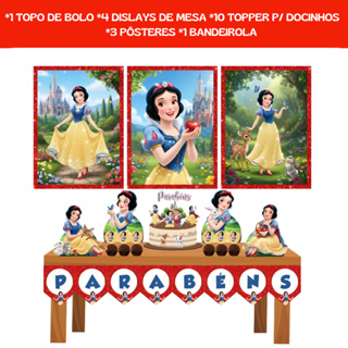 Kit Festa Branca de Neve - Decoração Para Festa Em Casa - Só Um Bolinho em Oferta na Shopee