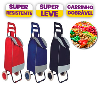 Carrinho de Feira  Compras  Dobrável com Sacola Espaçosa e Rodas Leves 4 Cores Vinho Vermelho Preto Azul em Oferta na Shopee