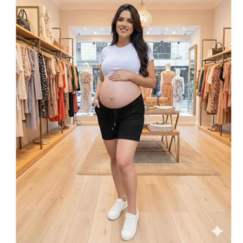 Short  Maternidade Bermuda Gestante Gavida Cos Alto