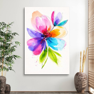 Quadro Decorativo Flor Colorida Aquarela Abstrata 110x80 cm Grande para Sala Quarto Moderna Premium em Oferta na Shopee