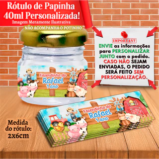 Rótulos adesivos Fazendinha Fundo do Mar Aquarelado Personalizados para Papinhas 40ml 40g
