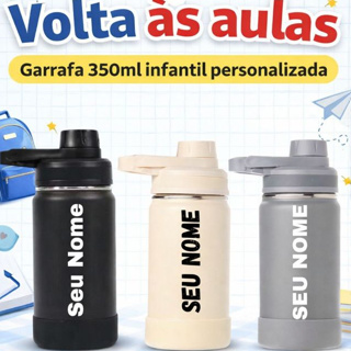 Garrafa Térmica de Água Infantil 350ml Personalizada com Nome Ideal para Escola Academia Capa Protetora Silicone em Oferta na Shopee