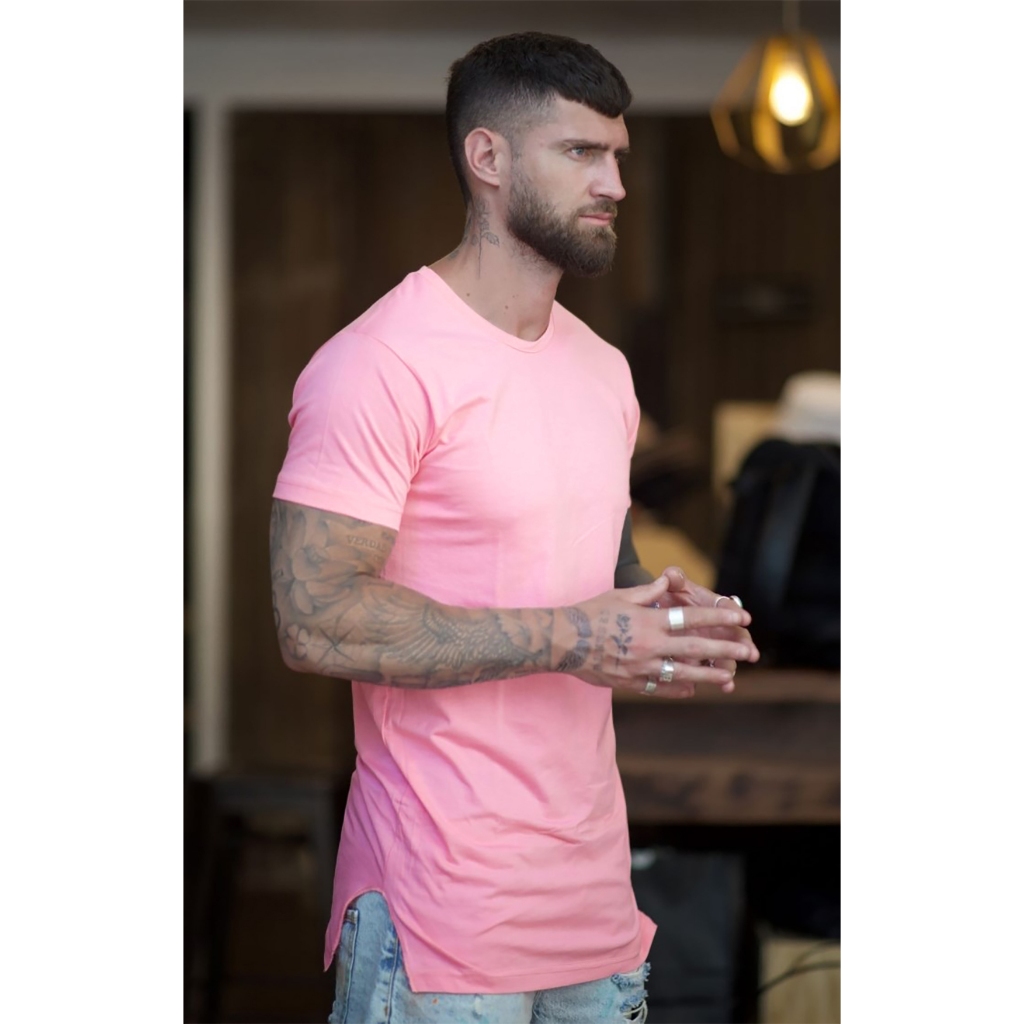 Camisa Longline Masculino Streetwear Oversized Slim Algodão Premium