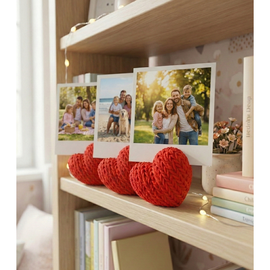 Kit Porta Foto Coração Tricô Suporte Para Polaroid Instax Decoração Lembrancinha - 5, 10 ou 15 Unidades em Oferta na Shopee