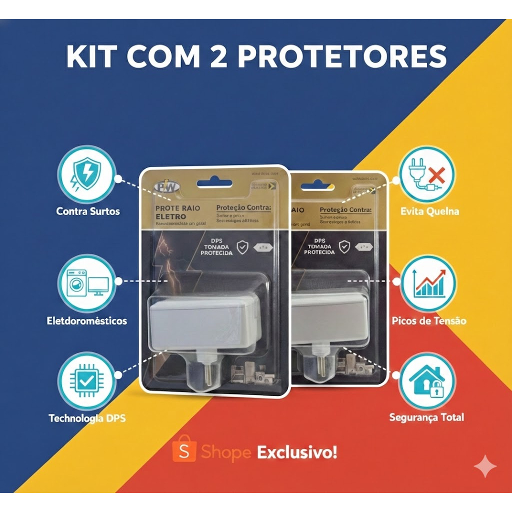 Kit com 2 Protetores de Raio PW Eletro 2 Tomadas 10A - O Mais Vendido!