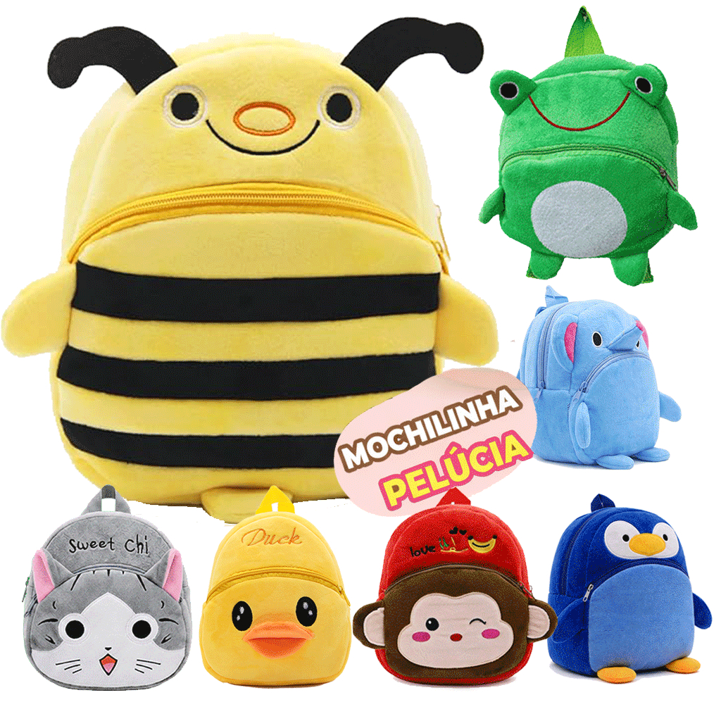 Mochila Infantil Bebê Criança Mochilinha Passeio Pelúcia Presente Animais