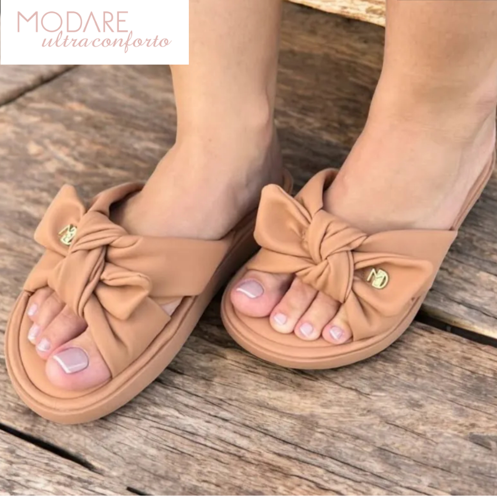 Sandália Papete Feminina Modare Laço Macio Slide Flat Nobuck em Oferta na Shopee