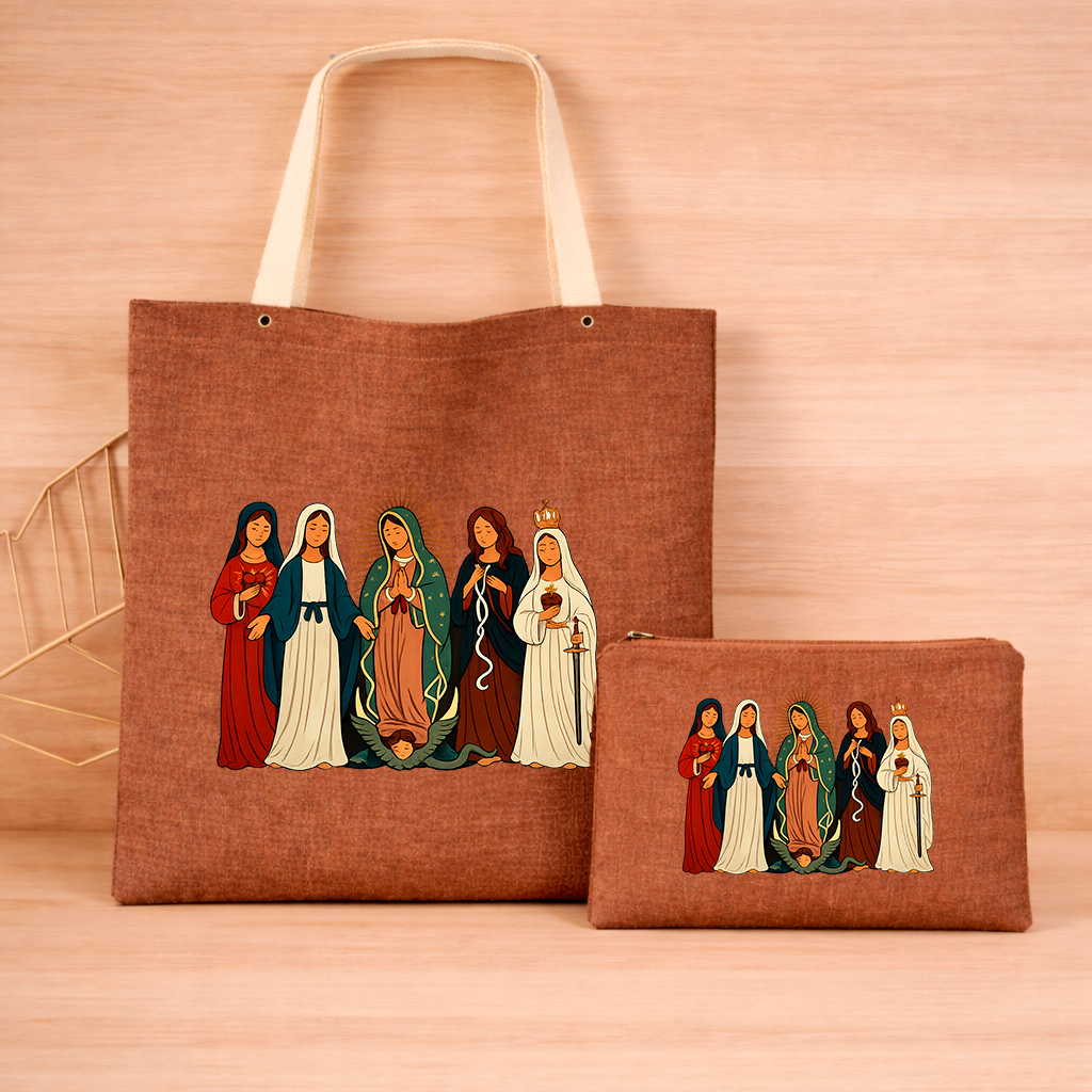 Kit Bolsa Sacola Ecobag e Necessaire Linho Saturno Exclusivo Nossa Senhora Santas  Catolico Envio Imediato