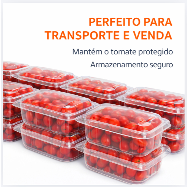 Detalhes do Embalagem Tomatinho Cereja 300 ML Tampa Articulada Transparente Kit 50 100 200